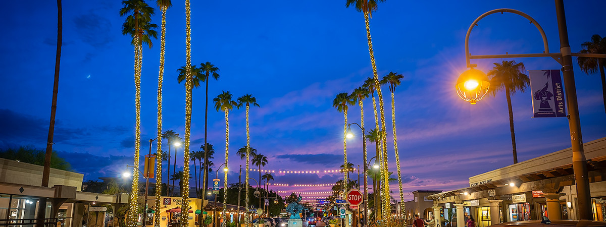 Main Street in Old Town Scottsdale at dusk