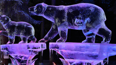 An ice sculpture at the 2022 World Ice Art Championship in Fairbanks, Alaska  – ICE ALASKA © 2020 Karen H Clautice - provided by Explore Fairbanks Alaska