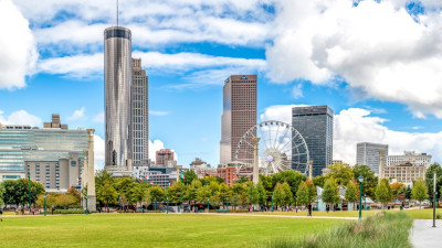 Atlanta Central Olympic Park Panorama in early fall  – provided by Discover Atlanta