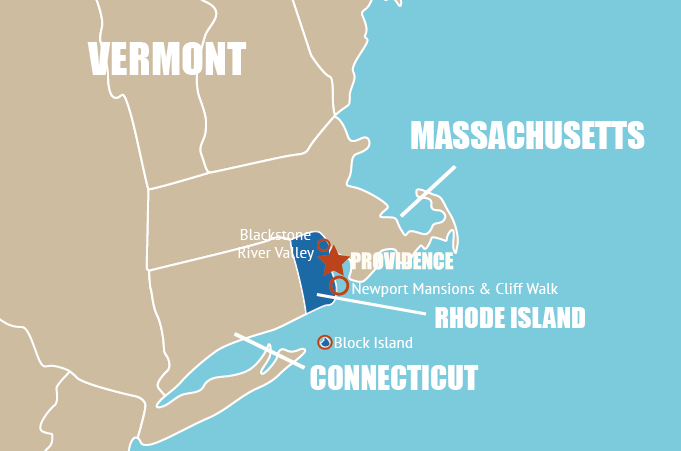Highlight Karte von Rhode Island