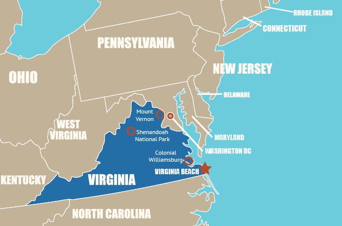 Highlight Karte von Virginia